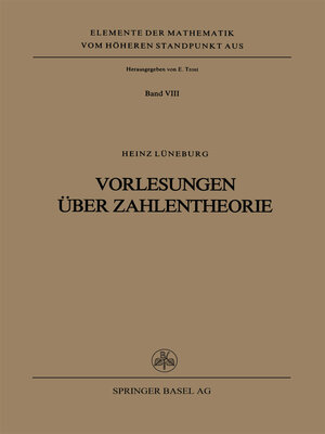 cover image of Vorlesungen über Zahlentheorie